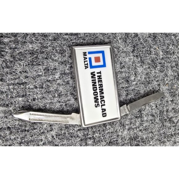 Vintage Barlow B60 Thermaclad Windows Malta Metal Advertising Money Clip - Picture 3 of 5